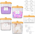 efluky 4+1 pack Laundry Pods Container & Dryer Sheet Holder Set,Clear Laundry Room Organization Containers with Bamboo Lids and Labels,Laundry Pods Holder for Scent Booster,Powder,Pod