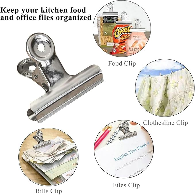 18 Pack Stainless Steel Chip Bag Clips Heavy Duty Food Bags Clamp Clips for Kitchen Office School (2In)