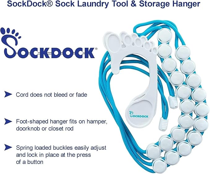 Sock Laundry Solution for Washing Drying & Storing Socks in Pairs, Clip & Hold Socks in Washer Dryer & Closet 2-Pack