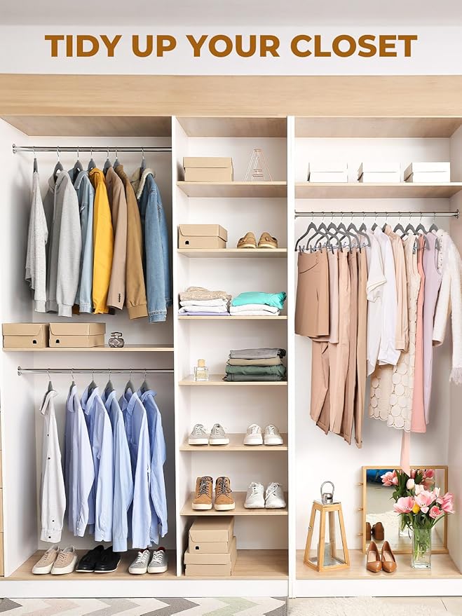 HOUSE DAY Velvet Skirt Hangers 36 Pack, Gray Velvet Hangers with Adjustable Clips, Space Saving Slim Velvet Pant Hangers, Heavy Duty Shorts Hangers, Non Slip Clip Hangers for Pants, Skirts, Shorts