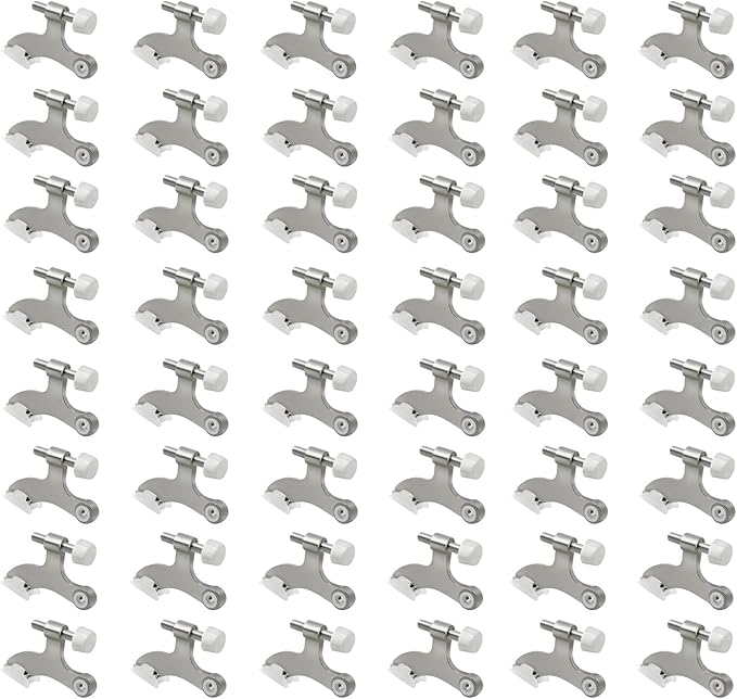 48 Pack Hinge Pin Brushed Nickel Door Stopper, Adjustable Heavy Duty Hinge Pin Door Stop with Rubber Bumper Tips