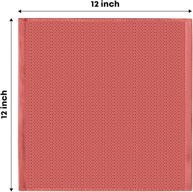 Artoid Mode 100% Cotton Red Waffle Weave Kitchen Dish Cloths, 12x12 Inch Ultra Soft Absorbent Quick Drying Kitchen Dish Towels Set of 6