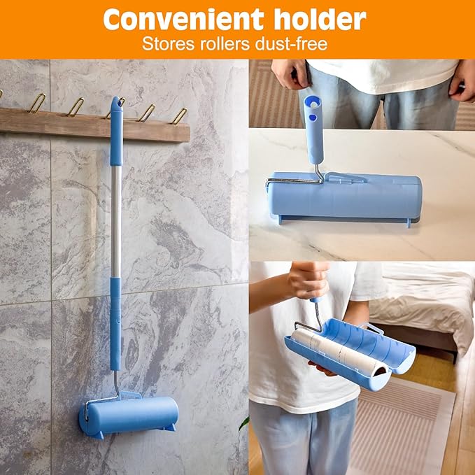 Large Lint Rollers for Pet Hair Extra Sticky,9.45''/6.3"Pet Hair Removal Tool Roller for Dog Cat Hair,450 Sheets/5 Refills,Detachable Telescoping Extension Lint Remover Brush for Clothes,Couch,Carpets