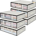 StorageRight Under Bed Storage Bins, 6-Pack 40L Foldable Fabric Storage Bags with Transparent Window, Breathable Organizer for Clothes/Blanket/Comforter/Quilt, White