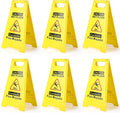6-Pack Caution Wet Floor Sign,17.5" Height,Bright Yellow Double-Sided Folding A-Shaped Frame Design, Bilingual Caution Message