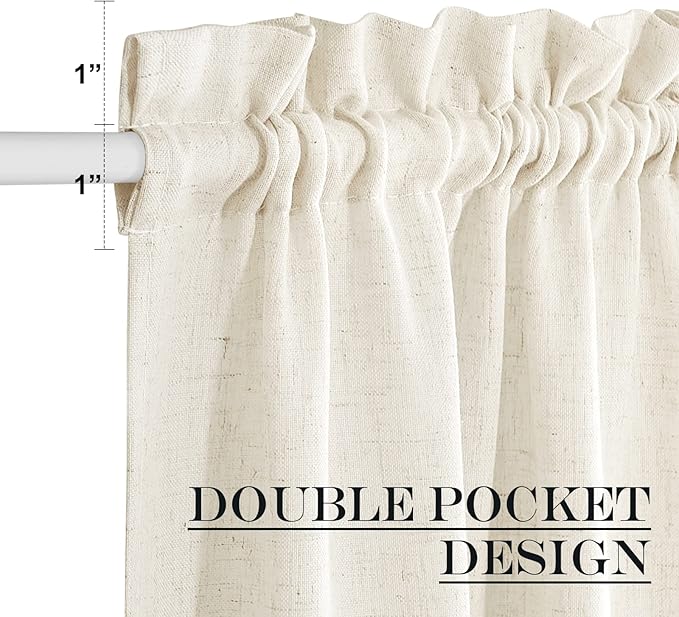 NICETOWN Natural French Door Curtain Farmhouse Style Light Filtering Curtain Panel Rod Pocket Linen Front Door Shade Sidelight Country for Glass, 26" W x 40" L, 1 Panel