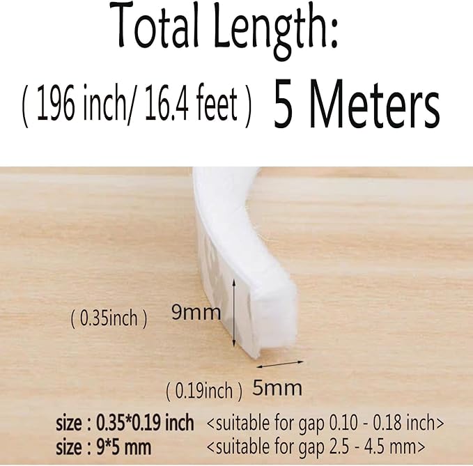Weather Stripping Brush for Sliding Windows/Doors Frame Side,Pile Self Adhesive Weatherstrip Seal Strip Sealer Draft Stoppers (16.5ft x11/32 x 3/16 Brush inch, White)