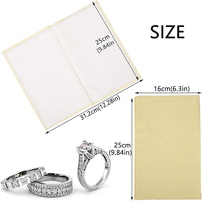 SEVENWELL Silver Polishing Cloth, Jewelry Cleaner Cloth for Sterling Silver Jewelry, Gold, Platinum, Silverware, Diamonds, Gemstones, Coins (Yellow)