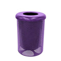 COATEDOUTDOORFURNITURE RFT-P-TXTPUR Heavy Duty Round Trash Receptacle with Flat Top, Liner Included, 32 Gallon, Textured Purple, Made in America