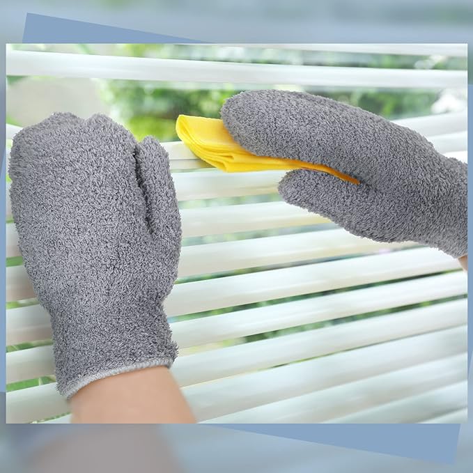 Bencailor 4 Pair Microfiber Dusting Mittens Reusable Women Cleaning Mittens with Thumb for Kitchen