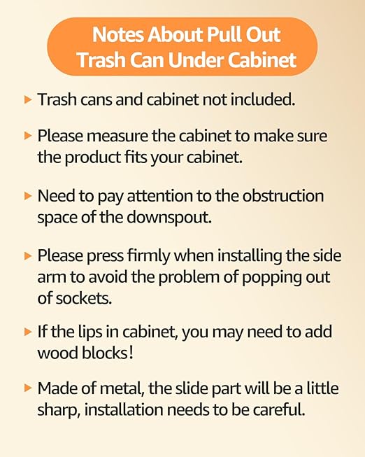 Double 37 Quart Pull Out Trash Can Under Cabinet, Under Sink Trash Rack, 70 Liter Total Capacity, Cabinet Trash Pull Out Kit, Trash Bin Not Included