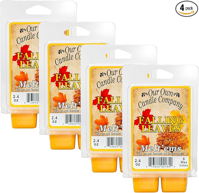 Our Own Candle Company Premium Wax Melt, Falling Leaves Scent, Handmade in The USA, 24 Cubes (4 Pack, 9.6oz Total)