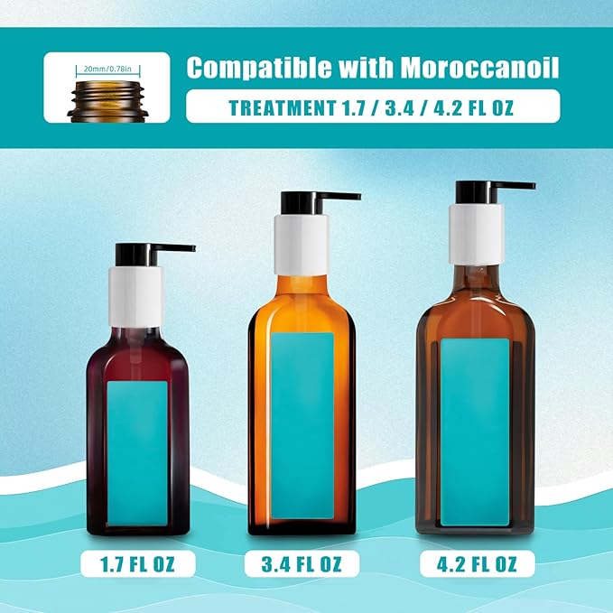 2PCS Dispenser Pump Replacement Compatible with MOROCCANOIL Treatment 1.7/3.4/4.2 Fl Oz (Not for Travel Size), Plastic Pumps Head with Lock Clip for Hair Oil Bottle (Bottle Not Included)
