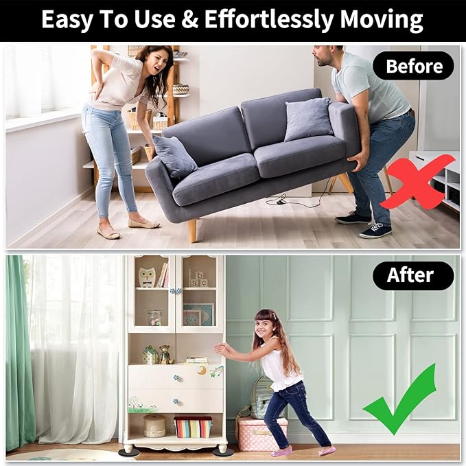 Ezprotekt 5" Round Felt Furniture Movers Sliders for Hardwood Floors, 8 Pcs Reusable Felt Furniture Moving Pads for Heavy Duty Bed Sofa Fridge Couch, Move Item Easily and Quickly (Beige)