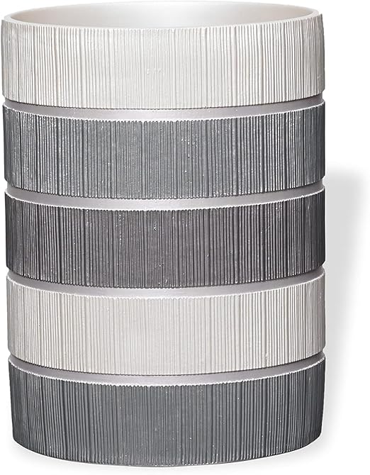 Zahari Home Decorative Trash Can for Bathroom, Office & Bedroom - 2.1 Gallons Stylish & Small Trash Can for Dorms, Desktop & Restroom - Chic Waste Basket for Compact Spaces, Modern Line, Grey