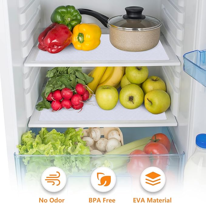 White Shelf Liner Kitchen Cabinet Liners Refrigerator Liners Waterproof & Oil-Proof Cupboard Liner Drawer Mats EVA Material Non Adhesive Fridge Liners 23.6 x 157.4 Inch