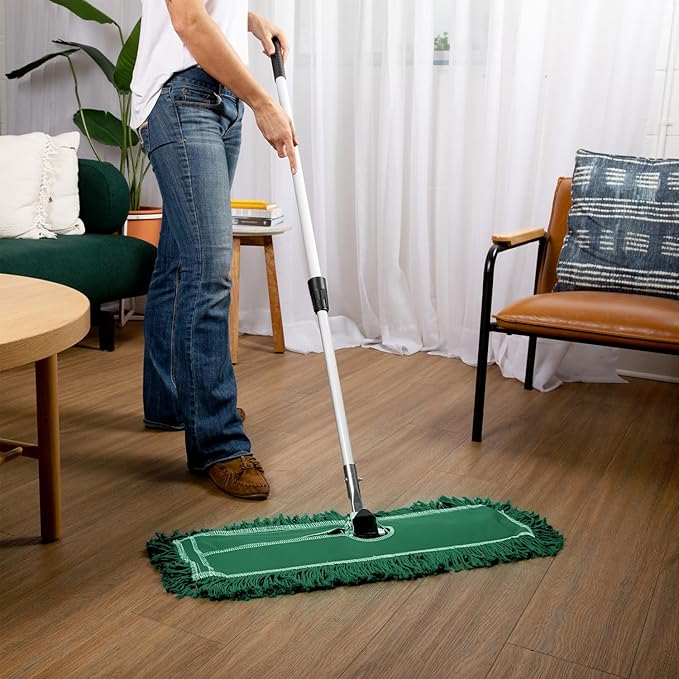 36 Inch Green Commercial Dust Mop & Floor Sweeper with Extendable Handle – Mop for Hardwood, Tile, and Concrete Floor Cleaning