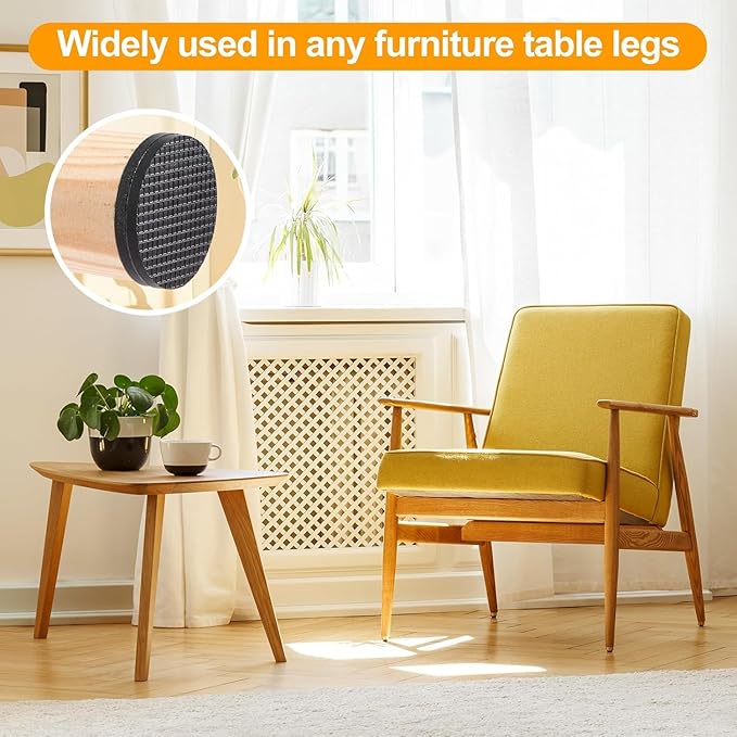 CHUNZEXI Non Slip Furniture Pads - 24 Premium Furniture Grippers Self Adhesive Rubber Furniture Feet, Anti Slide Furniture Hardwood Floor Protector for Keep Couch Stoppers (1 inch Round)