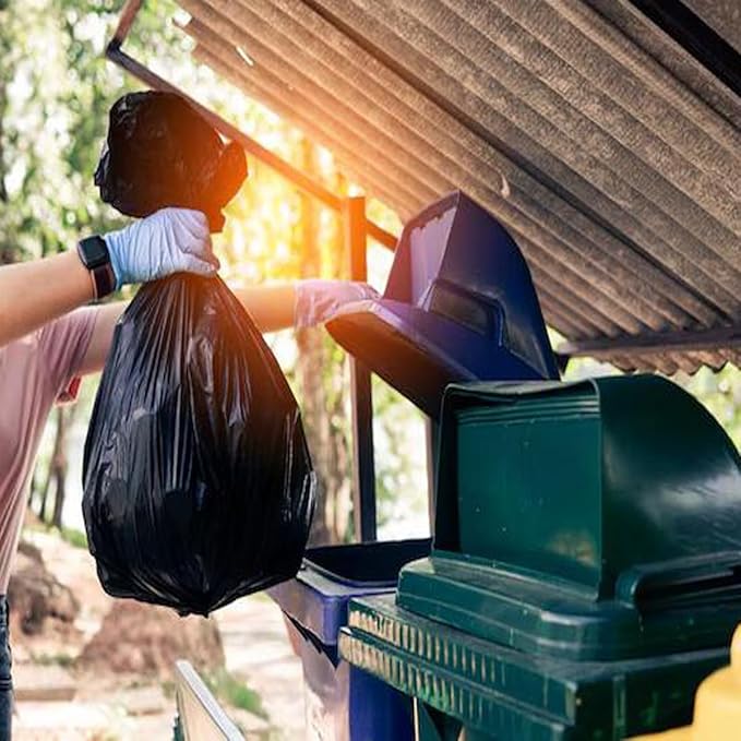 4-6 Gallon Trash Bags, 300 Count Black Garbage bags, Multi-purpose Trash Can Bin Liners for Bathroom, Office, Industrial, Commercial, Janitorial, Municipal, Recycling