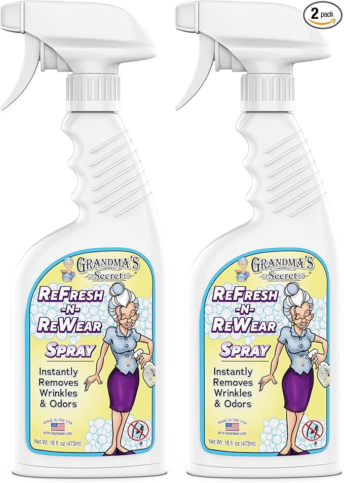 Grandma's Secret Refresh N ReWear Spray - Instantly Removes Wrinkles & Odors - Wrinkle Release, Fabric Refresher Spray, Chlorine, Bleach and Toxin-Free - 16 Ounce, 2 Pack