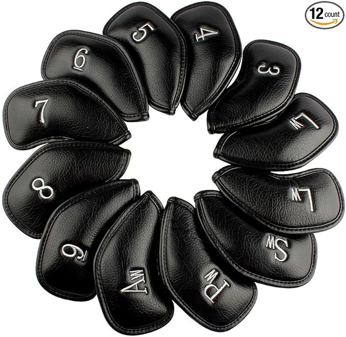 CRAFTSMAN GOLF 12pcs or 1pc Thick Synthetic Leather Golf Iron Head Covers Set Headcover Fit All Brands Callaway Ping Taylormade Cobra Etc. Also Custom Name