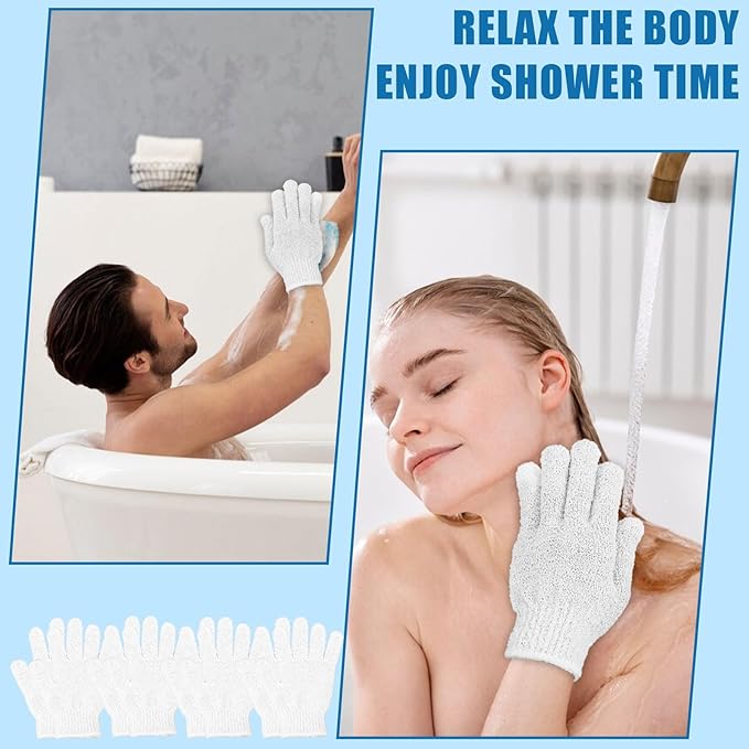 60Pcs Exfoliating Gloves Bulk, Scrub Gloves Exfoliating Body Scrubber Glove Exfoliator for Body Scrub Mitt, Bath Gloves for Shower Exfoliating Shower Glove for Women Bathing Accessories(White)