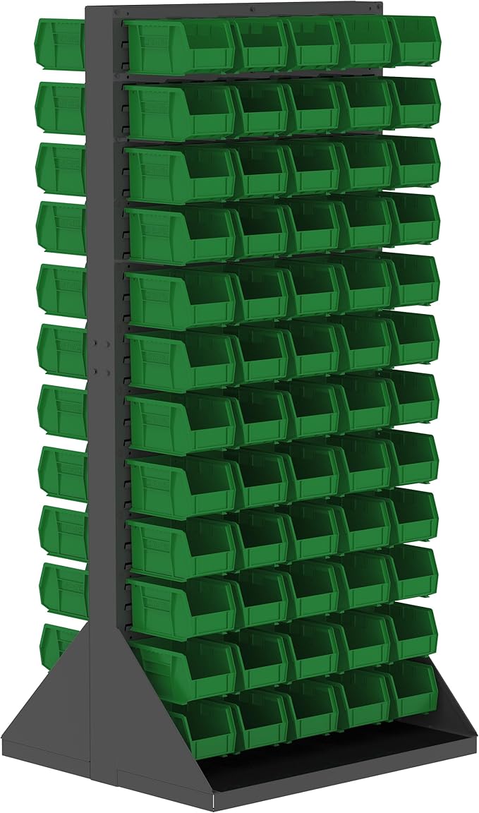 Akro-Mils 30260 AkroBins Plastic Storage Bins, Space-Saving Stackable Bins for Garage, Pantry, Craft Organization, 18" x 11" x 10", Green, 6-Pack