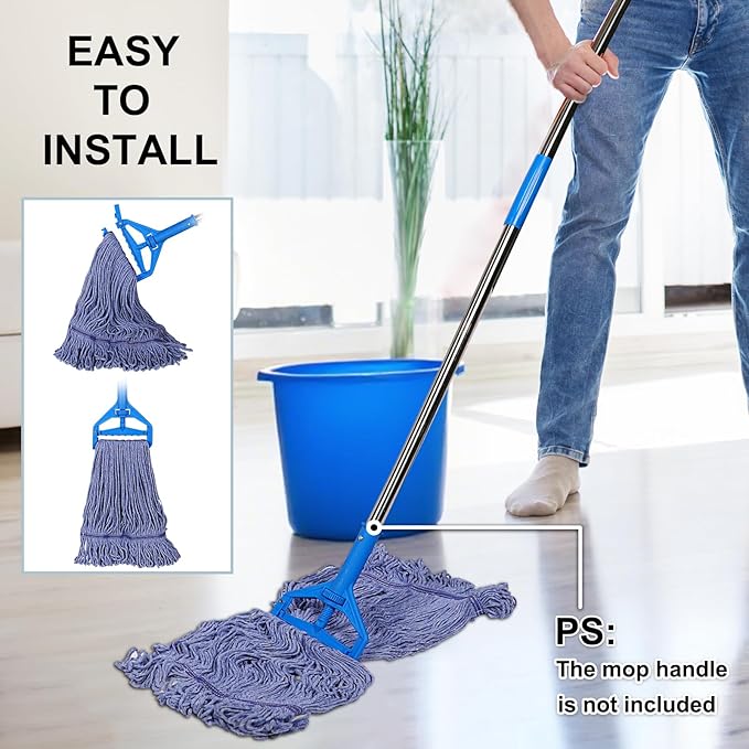 JERIA 16 Pack Heavy Duty Mop Head Replacements,String Mop Head for Commercial,Used for Home,Office and Kitchen,Washable,Reusable Mop
