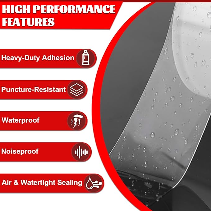 Transparent Window Weather Sealing Tape 2 Inch x 16.5 FT Weather Stripping Residue-Free Clear Window Insulation Caulk for Shower Glass Gaps and Clear Tape Doors Windows Windproof