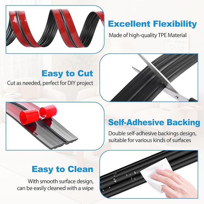 Wall Corner Protector Peel and Stick Corner Trim Molding Flexible Inside & Outside Wall Edge Guard Self Adhesive Moulding Trim for Edge Use, Black, 1.6” W x 20’ L