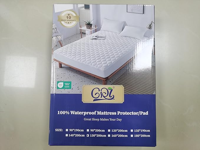 GRT California King Mattress Protector Waterproof, 100% Waterproof Quilted Fitted Mattress Pad, Noiseless Hollow Cotton Mattress Cover, fits up to 21" Deep, Dust Proof White