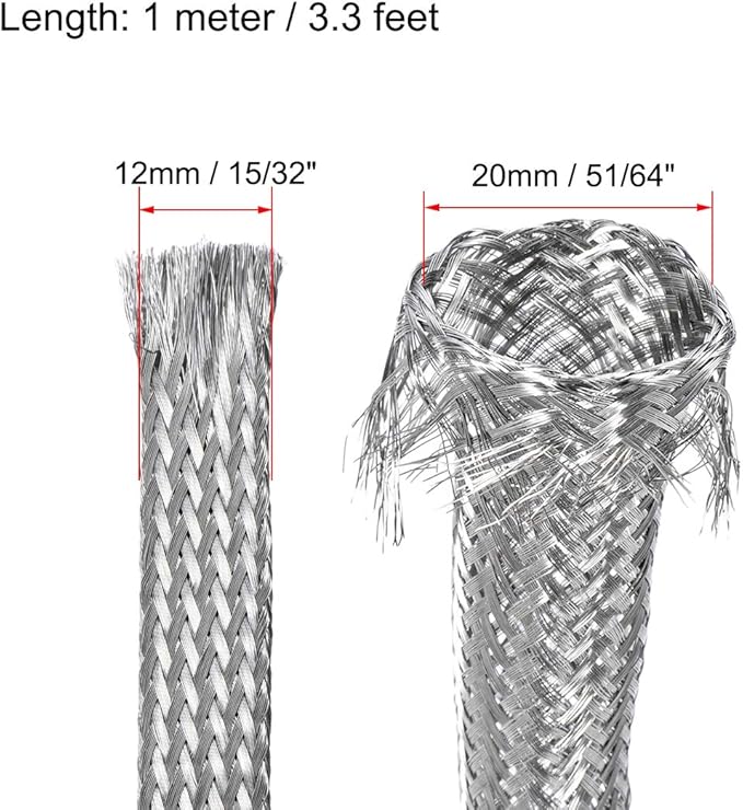uxcell 3.3Ft - 15/32 Inch 304 Stainless Steel Sleeving Expandable Hose Cover