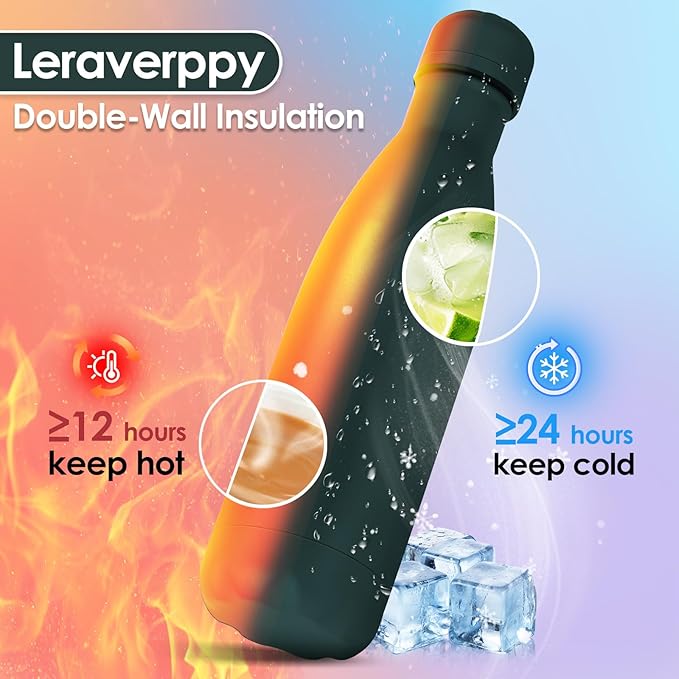 17oz Cola-Bottle Shaped Stainless Steel Leak-proof Water Bottle,Double Wall Vacuum Insulated Metal,Travel Mug For Sports Indoors & Outdoors,BPA-Free Kids Flasks,Army Green(4Pack)