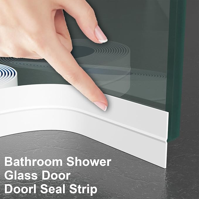 Weather Stripping Door Seal, Silicone Strip for Frame and Gaps Draft Stopper,Glass Shower Door Sweep, White, 20 Feet x 3 Inch