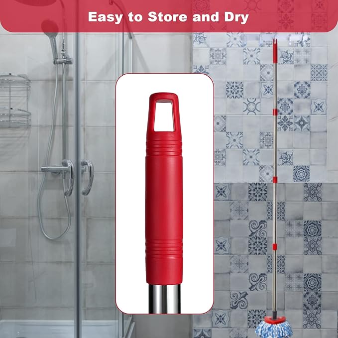 Spin Mop Replacement Handle - 4 Section Mop or Broom Handle/Stick Compatible with O Cedar Spin Mop Refills and Brooms, 30" to 59", Germany Screw Joint (Mop Head Not Included)