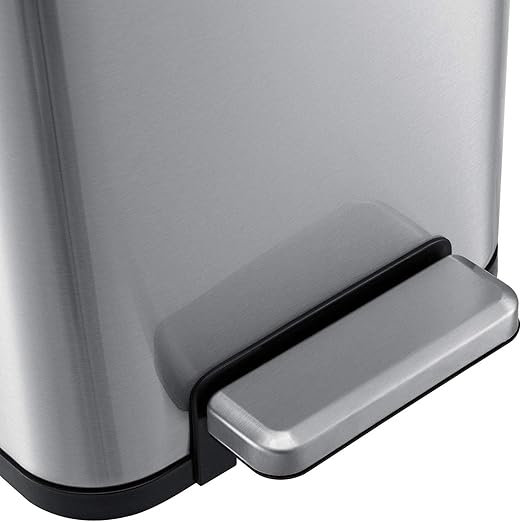 Global Industrial 12 Gallon Stainless Steel Slim Trash Can, Rectangular Butterfly Step-On