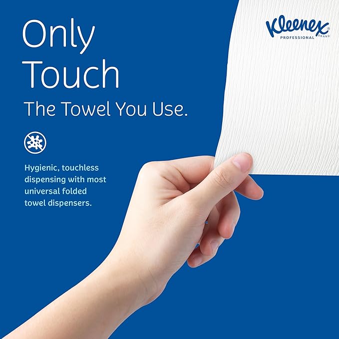 Kleenex Professional Universal Multifold Paper Towels, Bulk (01890), Absorbency Pockets, 9.2" x 9.4" Towel, White (150 Sheets/Pack, 16 Packs/Case, 2,400 Sheet Total)
