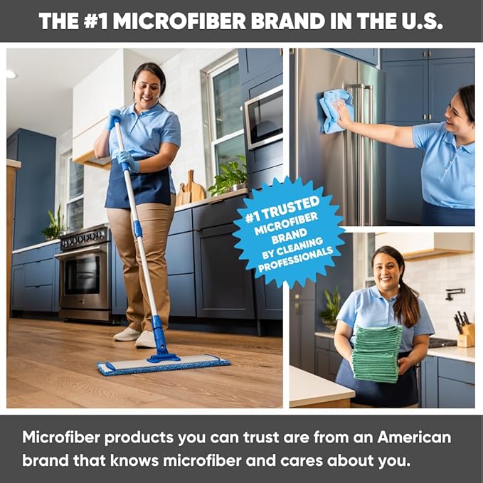 Microfiber Wholesale 20 inch Microfiber Mop Pads - Machine Washable, Reusable, Refills & Replacement Wet Mop Heads Compatible with Any Microfiber Flat Mop System (3 Pack)