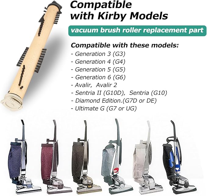 KEEPOW Replacement Part Compatible with Kirby Vacuum Brush Roll with 4 Pcs Belt, Compatible with Generation Models G3-G10, Sentria, Avalir Series