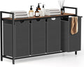 Laundry Hamper, Laundry Sorter with 4 Pull-Out Removable Oxford Fabric Bags Cloth Laundry Basket 4 x 10 Gallons (Grey and Rustic Brown)
