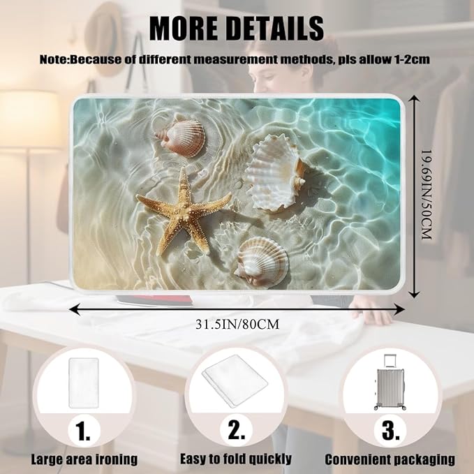 Ironing Mat Thickened Beach Starfish Ironing Blanket Travel Portable Ironing Pad Travel Isolate Heat Pad Cover for Washer Dryer Table Top Countertop 32 x 16 Inch