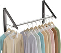 Clothes Drying Rack Retractable, Wall Mounted Clothes Hanger Rack for Laundry Room, Laundry Drying Rack with Clothes Rod Space Saving Closet Organizer Aluminium (Black, 2P)