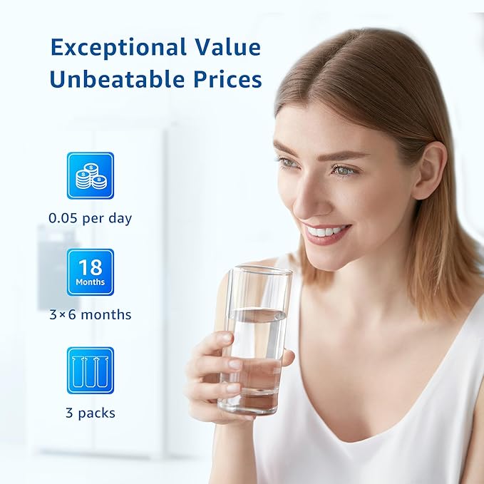 Filterlogic FL-RF48 Replacement for GE® XWF, NSF Certified Refrigerator Water Filter, 3 Filters（Not XWFE®)
