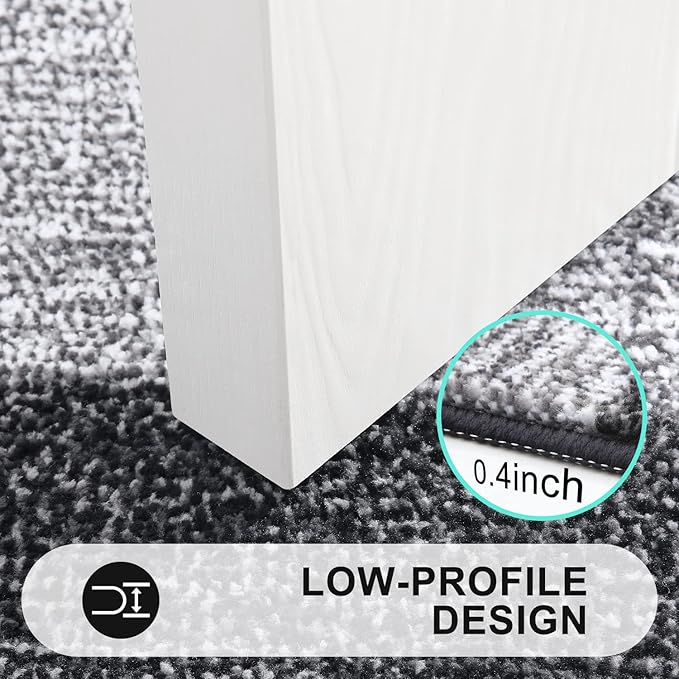 Kitinjoy Indoor Outdoor Door Mat, 59x20 Non-Slip Absorbent Dirt Trapper, Low-Profile Washable Inside Entrance Front Floor Mat, Sturdy Soft Entry Doormats for Entryway, Black