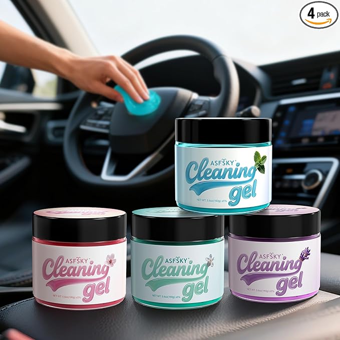 ASFSKY Car Cleaning Gel (Aromatherapy aroma) Dust Cleaning Putty Universal Car Interior Cleaner Keyboard Dust Remover Car Slime Gifts for Men Women girl（4 pack）