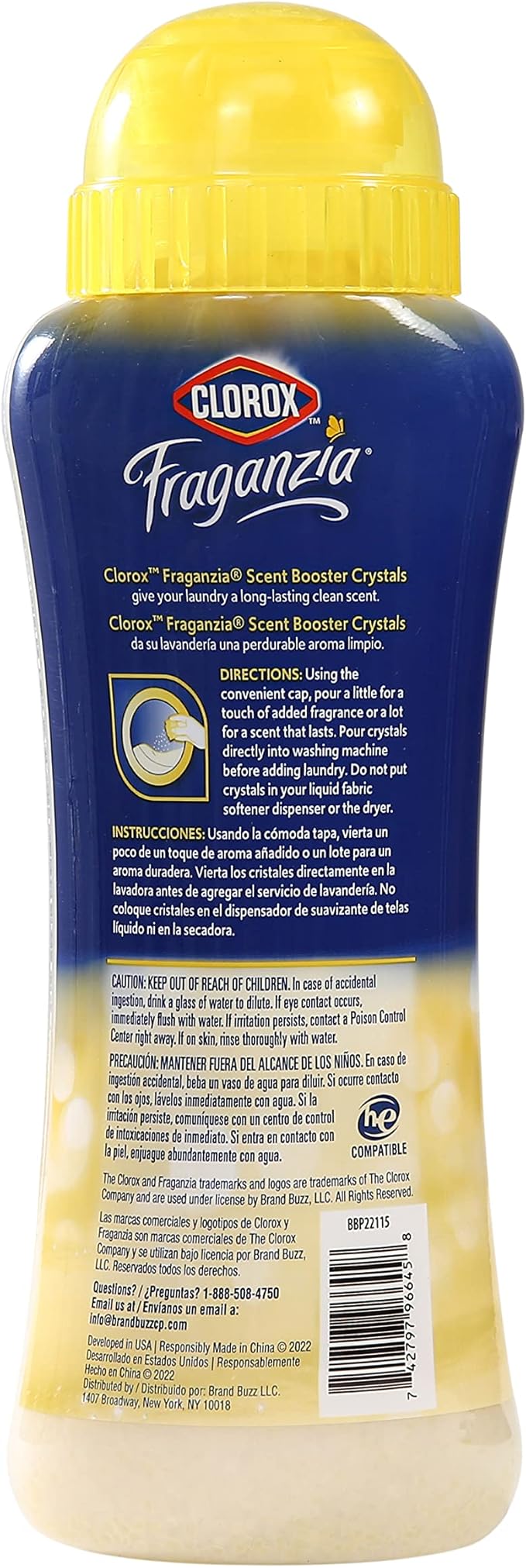 Clorox Fraganzia Laundry Scent Booster Crystals in Vanilla Scent - Scented In-Wash Freshener Beads for Fresh, Clean, Great Smelling Clothes and Linens, 18 Oz - 2 Pack