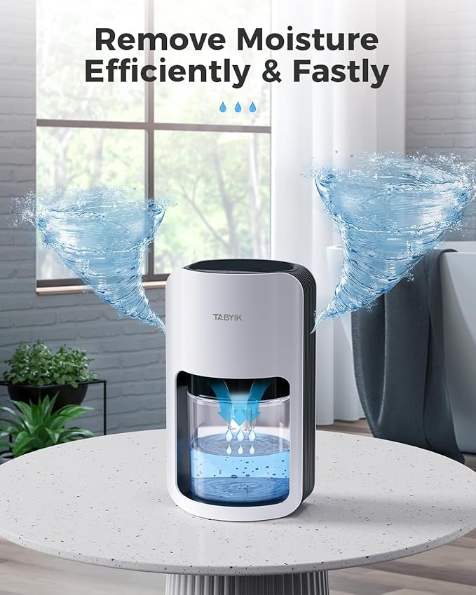 TABYIK Dehumidifiers for Home, 42oz Dehumidifier for Bathroom, Dehumidifiers for Room with Auto Shut Off, Auto Defrost Quiet Dehumidifier for Bedroom Wardrobe Closet Trailer RV