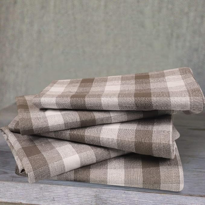 Kitchen Towels Set of 6 Soft Premium Cotton Highly Absorbent Dish Towels 20X30 Inches, Washable & Reusable Tea Towel, Quick Drying Dish Cloths for Cleaning Dishes - Gray/White, Checks