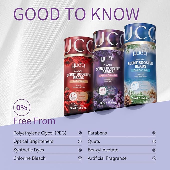 YUCO Scent Beads Laundry Natural,Ultra-Concentrated Two-Color Laundry Beads,Effective Fabric Deodorizer,Soften,Static Free,Microcapsule Tech Scent Lock Fresh Last 12Weeks(Lavender Amberwood,12.6OZ)