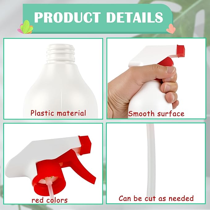 8 Pack Plastic Spray Bottles 16 oz Empty Refillable Spray Bottle for Cleaning Solutions Leak Proof Water Bottle Sprayer with Adjustable Nozzle Mist & Stream Heavy Duty Reusable for Plants Oils Hair